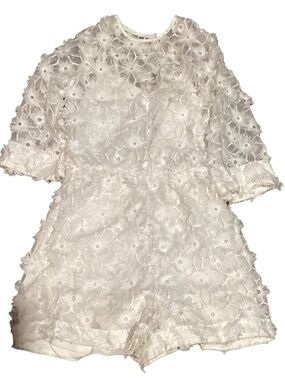 White Floral Appliqué Romper